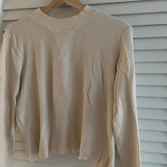COPY - Mate Women's Cream Mockneck Waffle Knit Thermal Top Organic Cotton - Picture 3 of 5